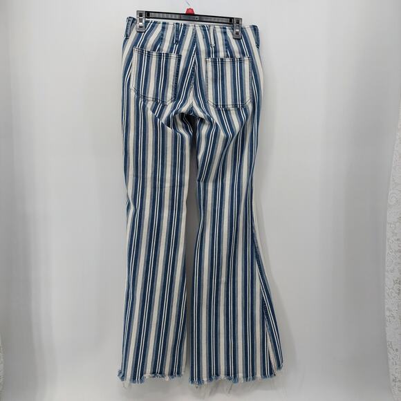 Free People Jolene Striped Blue White Bell Bottom Flared 27 - Picture 11 of 14